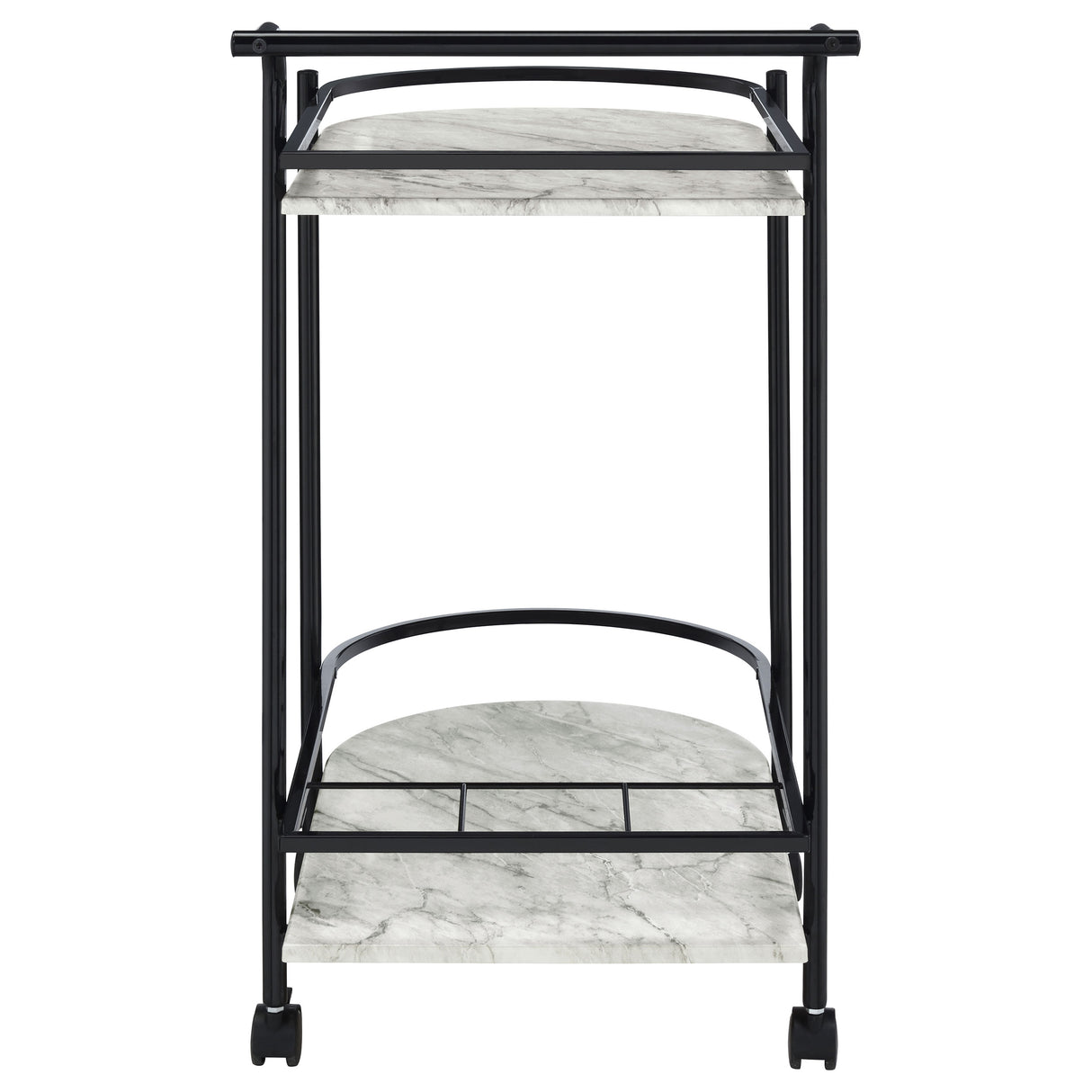Desiree 2-Tier Faux Marble Bar Cart with Wine Rack - Black