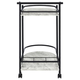 Desiree 2-Tier Faux Marble Bar Cart with Wine Rack - Black