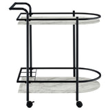 Desiree 2-Tier Faux Marble Bar Cart with Wine Rack - Black