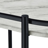 Desiree 2-Tier Faux Marble Bar Cart with Wine Rack - Black