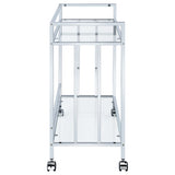 Cara 2-Tier Rectangular Glass Shelf Metal Bar Cart Chrome