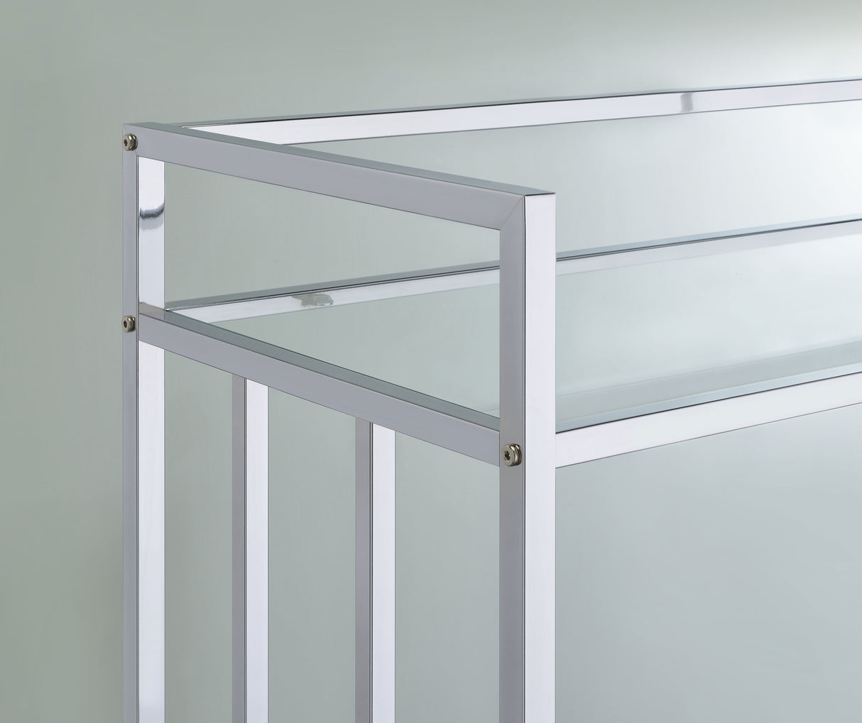 Cara 2-Tier Rectangular Glass Shelf Metal Bar Cart Chrome