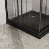 Corner Sliding Shower Door And Shower Base Combo Kit No Drain Kit - Matte Black