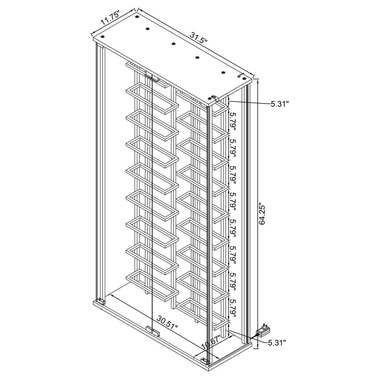Montara Tempered Glass Wine Cabinet with LED Lighting