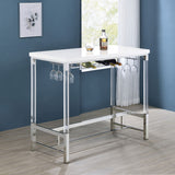 Norcrest 47-Inch White High Gloss Bar Table with Wine Storage