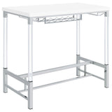 Norcrest 47-Inch White High Gloss Bar Table with Wine Storage