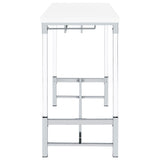 Norcrest 47-Inch White High Gloss Bar Table with Wine Storage