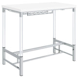 Norcrest 47-Inch White High Gloss Bar Table with Wine Storage