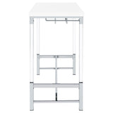 Norcrest 47-Inch White High Gloss Bar Table with Wine Storage