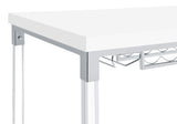 Norcrest 47-Inch White High Gloss Bar Table with Wine Storage