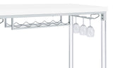 Norcrest 47-Inch White High Gloss Bar Table with Wine Storage