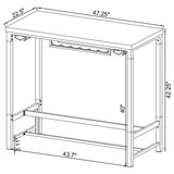 Norcrest 47-Inch White High Gloss Bar Table with Wine Storage