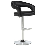 Travia Black Leatherette Adjustable Bar Stool with Chrome Base
