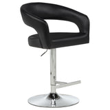 Travia Black Leatherette Adjustable Bar Stool with Chrome Base