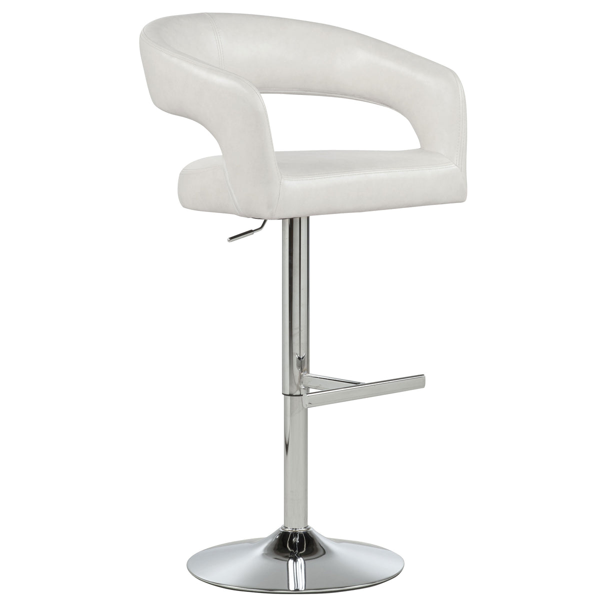 Travia Ivory Leatherette Adjustable Bar Stool