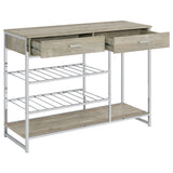 Melrose 2-Drawer Home Bar Storage with Wine Rack, Grey Washed Oak