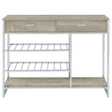 Melrose 2-Drawer Home Bar Storage with Wine Rack, Grey Washed Oak