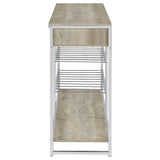Melrose 2-Drawer Home Bar Storage with Wine Rack, Grey Washed Oak