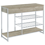 Melrose 2-Drawer Home Bar Storage with Wine Rack, Grey Washed Oak