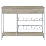 Melrose 2-Drawer Home Bar Storage with Wine Rack, Grey Washed Oak