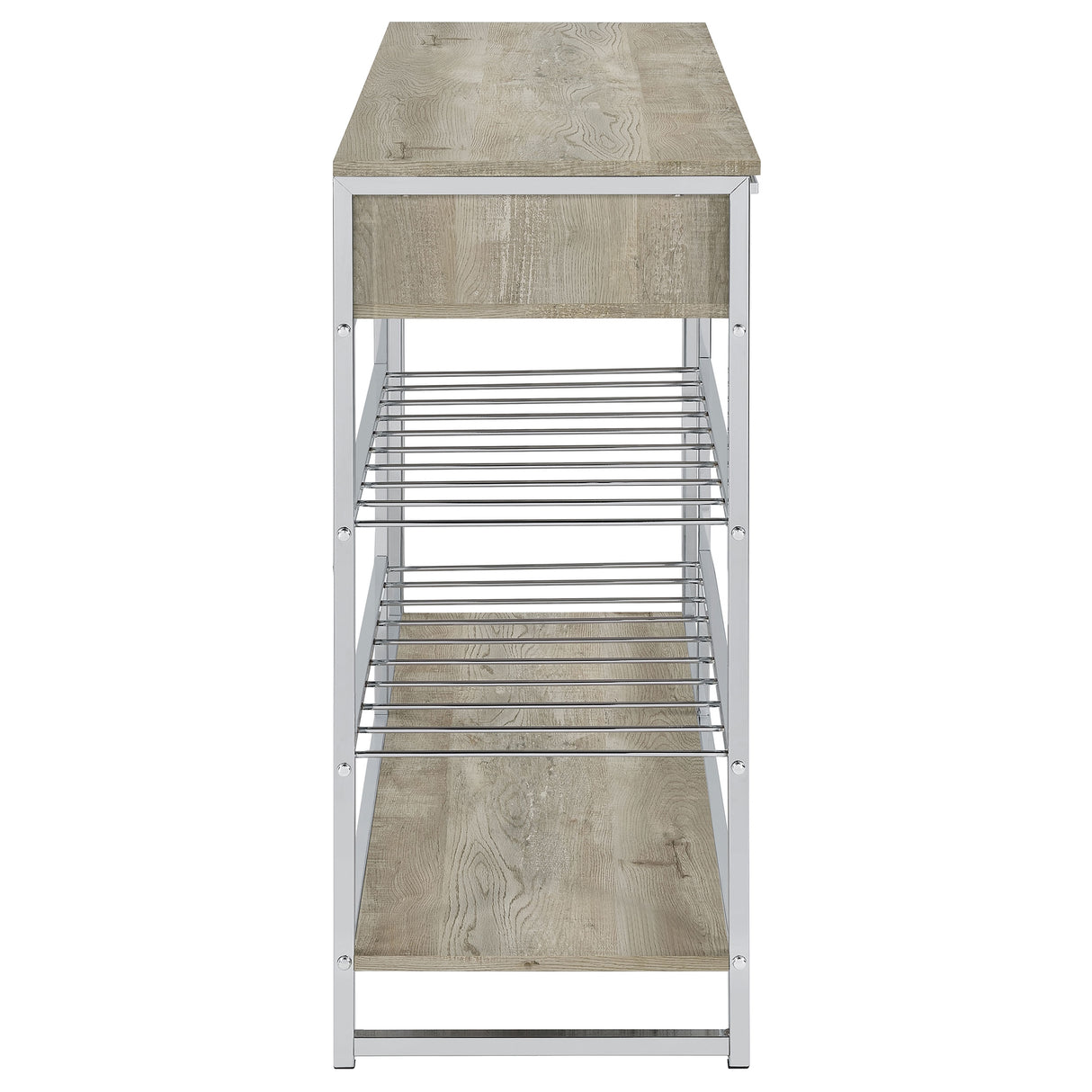 Melrose 2-Drawer Home Bar Storage with Wine Rack, Grey Washed Oak