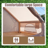 Inflatable Glamping Tent For 4 - 6 People, Waterproof Outdoor Tent With Pump - Khaki