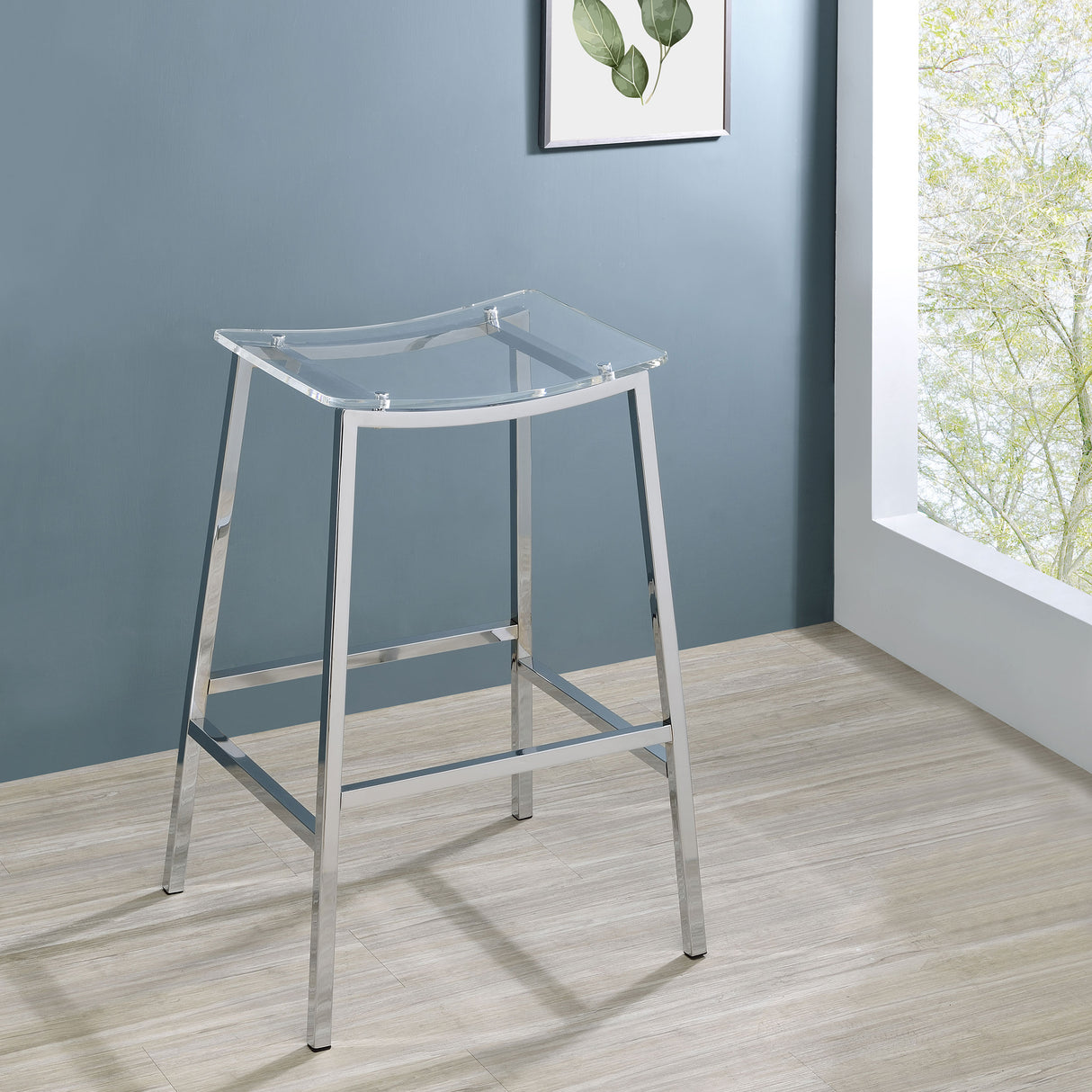 Jovani Acrylic Backless Bar Stool Chrome - Set of 2