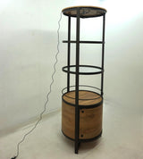 Ritter Round LED Bar Wine Storage Cabinet in Rustic Oak