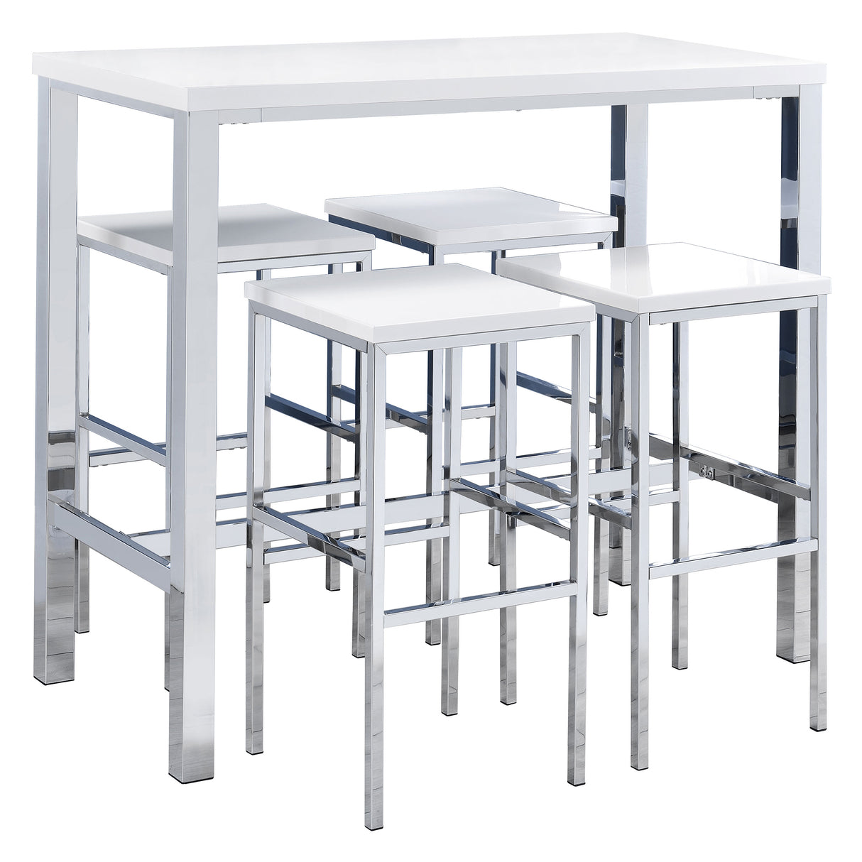 Natividad 5-Piece Pub Height Bar Table Set - White High Gloss