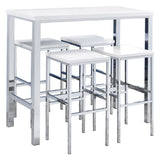 Natividad 5-Piece Pub Height Bar Table Set - White High Gloss
