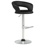 Travia Adjustable Leatherette Swivel Bar Stool, Black and Chrome