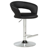 Travia Adjustable Leatherette Swivel Bar Stool, Black and Chrome