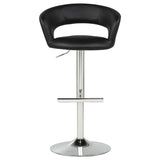 Travia Adjustable Leatherette Swivel Bar Stool, Black and Chrome