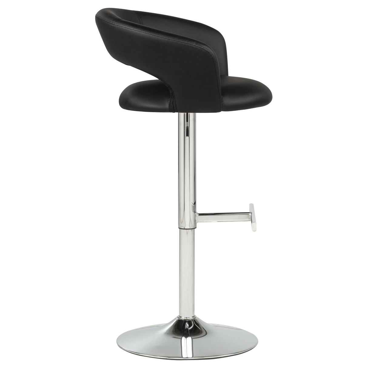 Travia Adjustable Leatherette Swivel Bar Stool, Black and Chrome