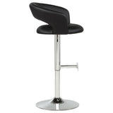 Travia Adjustable Leatherette Swivel Bar Stool, Black and Chrome
