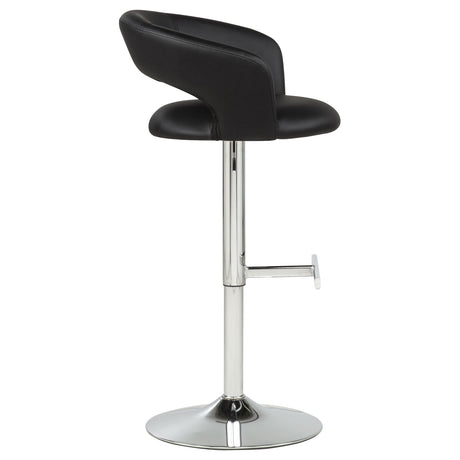 Travia Adjustable Leatherette Swivel Bar Stool, Black and Chrome