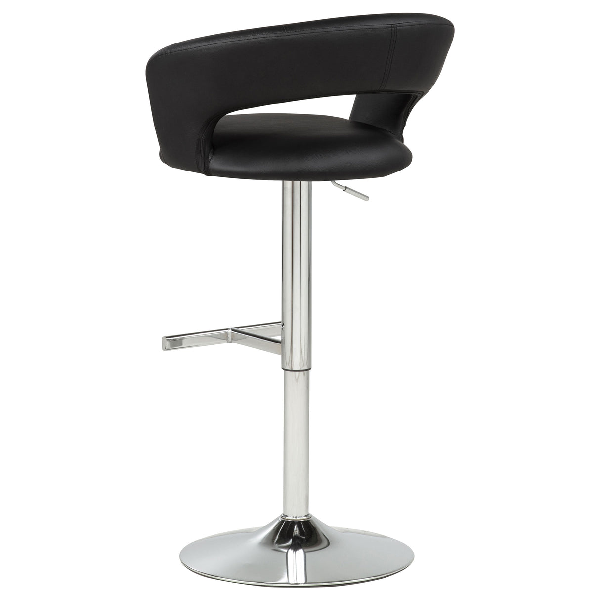 Travia Adjustable Leatherette Swivel Bar Stool, Black and Chrome