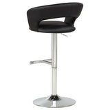 Travia Adjustable Leatherette Swivel Bar Stool, Black and Chrome