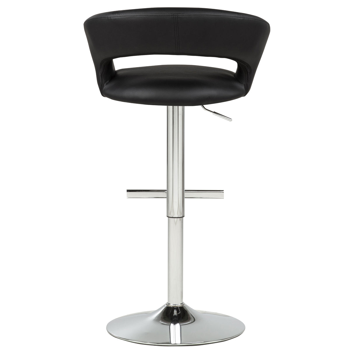 Travia Adjustable Leatherette Swivel Bar Stool, Black and Chrome