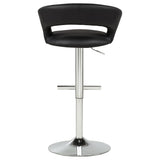Travia Adjustable Leatherette Swivel Bar Stool, Black and Chrome