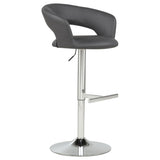 Travia Adjustable Leatherette Swivel Bar Stool Grey and Chrome