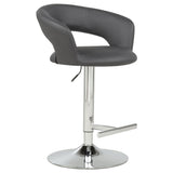 Travia Adjustable Leatherette Swivel Bar Stool Grey and Chrome