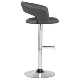 Travia Adjustable Leatherette Swivel Bar Stool Grey and Chrome