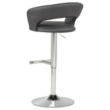 Travia Adjustable Leatherette Swivel Bar Stool Grey and Chrome
