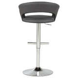 Travia Adjustable Leatherette Swivel Bar Stool Grey and Chrome
