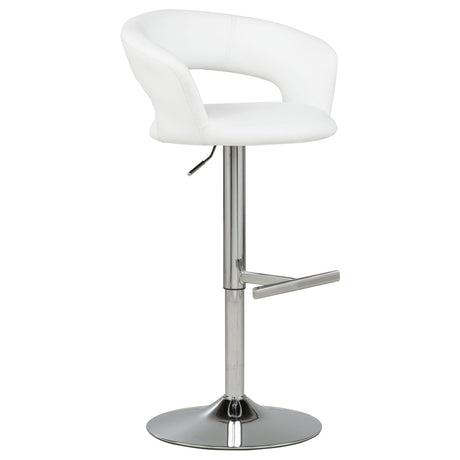 Travia Adjustable Leatherette Swivel Bar Stool, White and Chrome