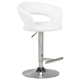 Travia Adjustable Leatherette Swivel Bar Stool, White and Chrome
