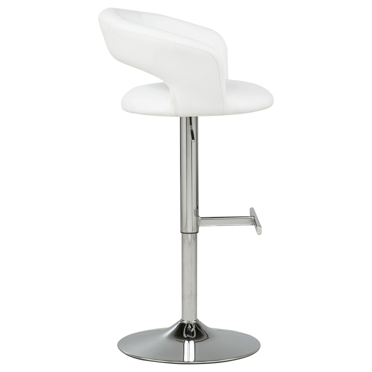 Travia Adjustable Leatherette Swivel Bar Stool, White and Chrome