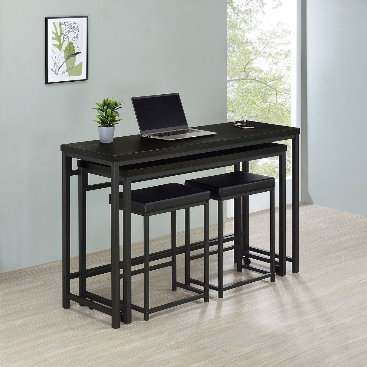Hawes 4-Piece Counter Height Table Set in Dark Charcoal