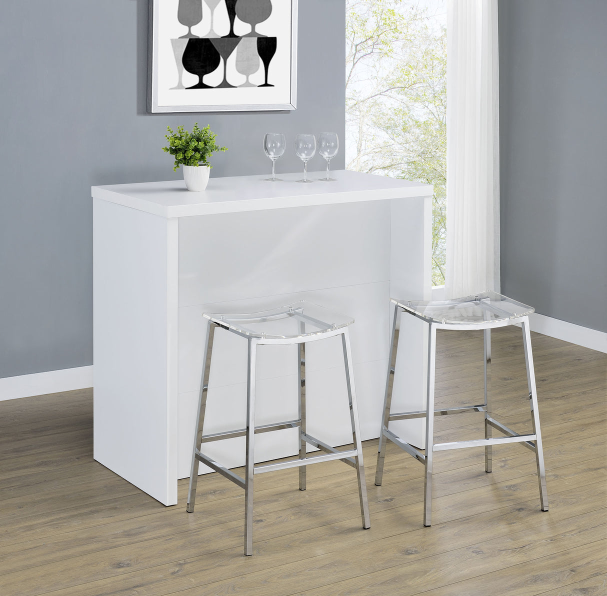 Topanga Engineered Wood Freestanding Home Bar, White